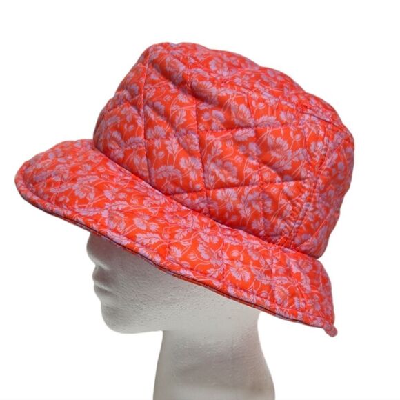 J CREW Liberty fabric puffer bucket hat with primaloft coral Toutouayette print - Picture 7 of 8